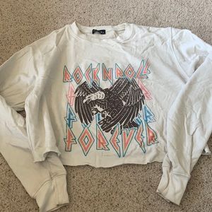 Oversized white graphic sweater